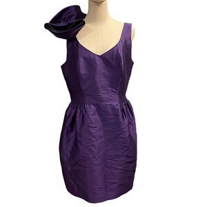 Kirribilla Ruffled Shoulder Silk Wool Purple Wedding Formal Dress Pockets Sz 10